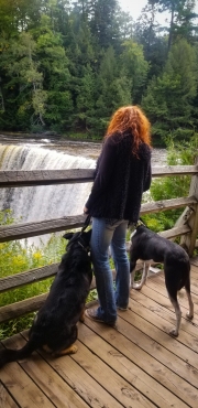 Shelli and Dogs at Upper Falls